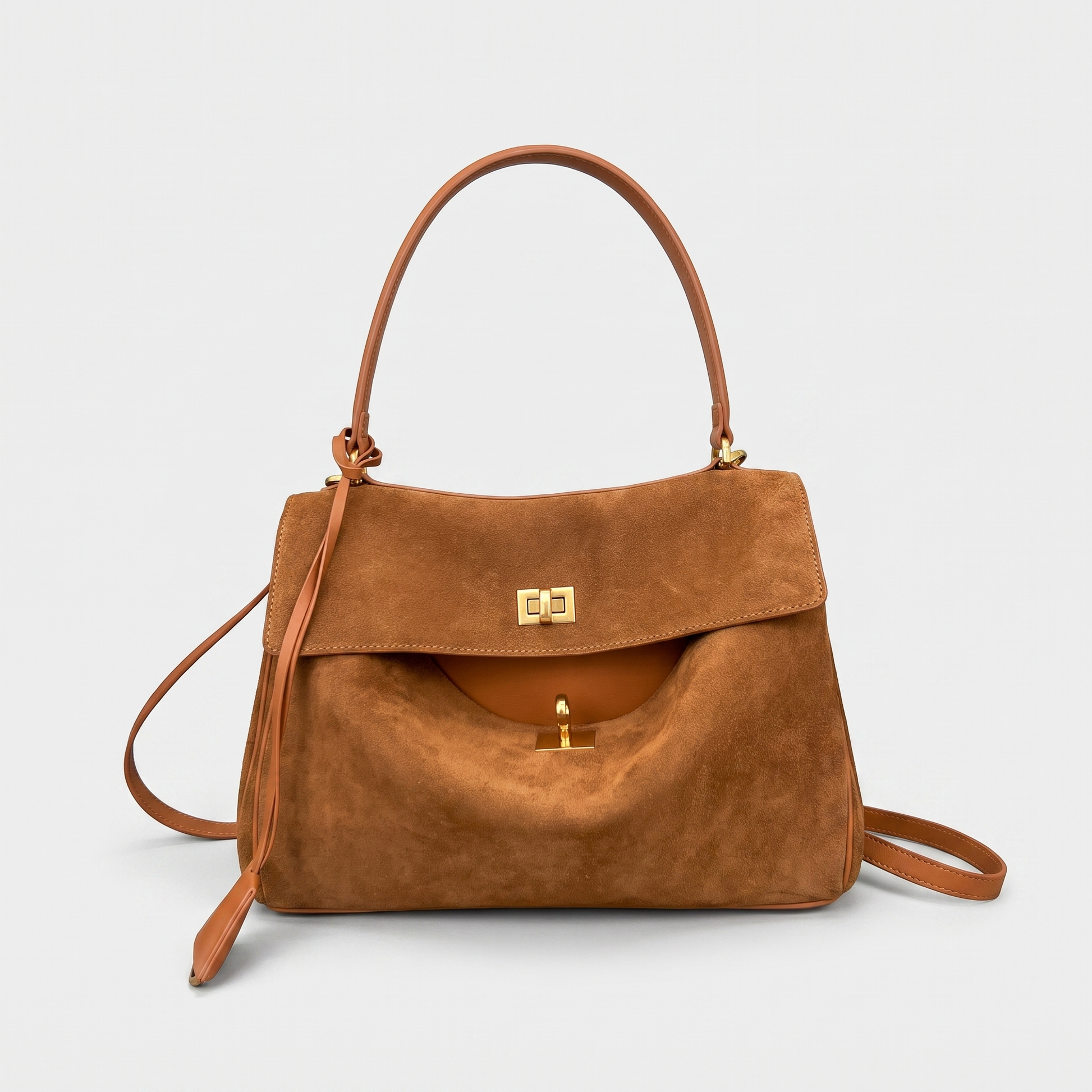 Delaney Twist Lock Handbag in caramel