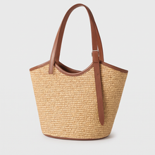 Quincy Woven Open Tote in khaki