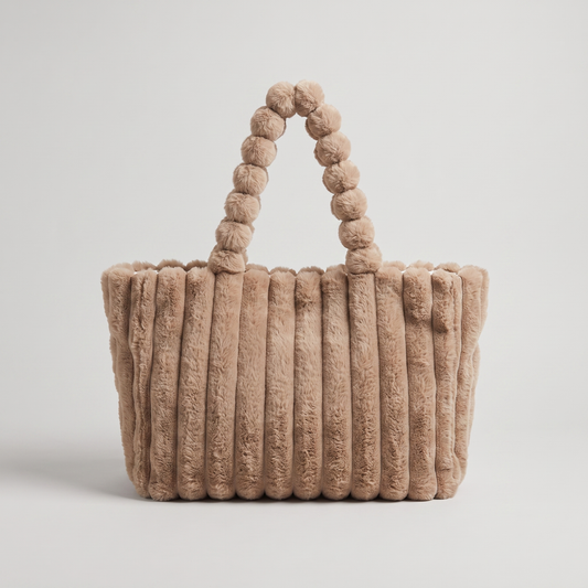 Bexley Plush Braided Shoulder Bag in beige