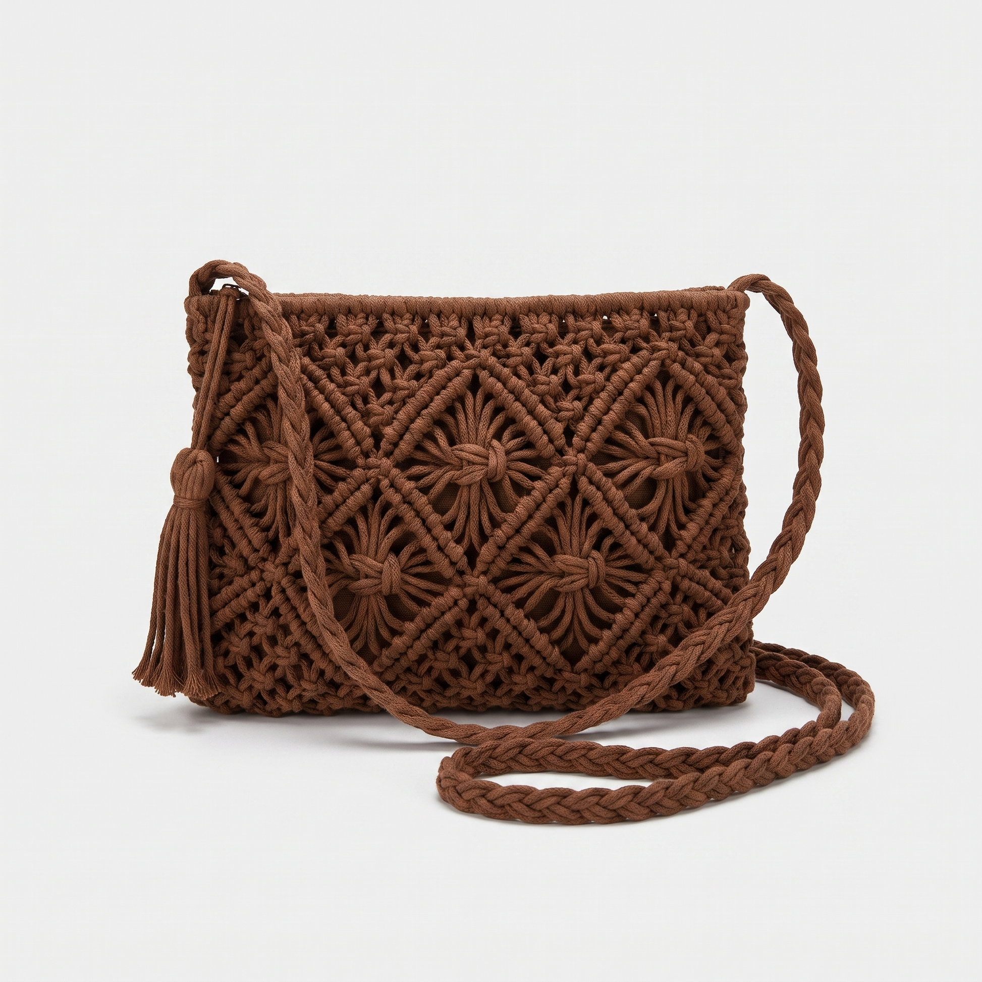 Nova Woven Shoulder Bag in brown