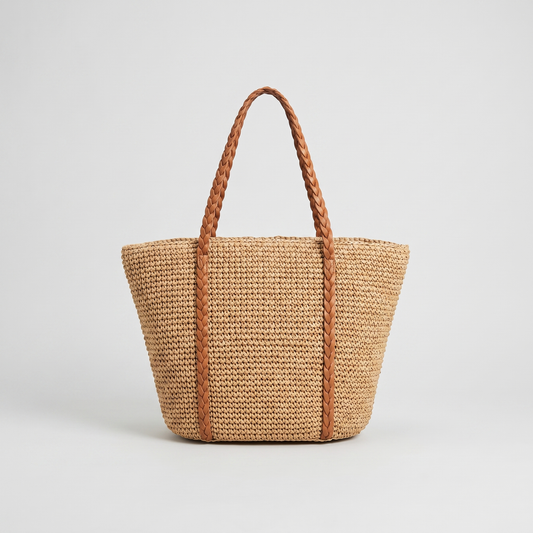 Wren Braided Handle Tote in beige